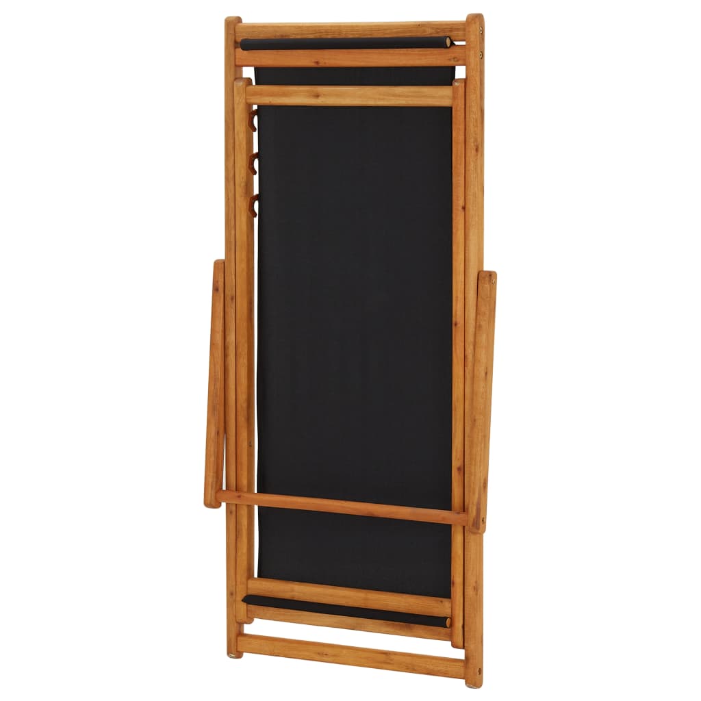 vidaXL Beach Chair | Black | Solid eucalyptus wood, 100% polyester fabric