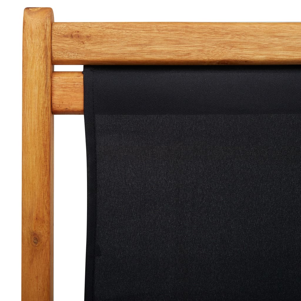 vidaXL Beach Chair | Black | Solid eucalyptus wood, 100% polyester fabric