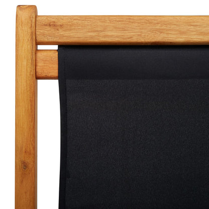 vidaXL Beach Chair | Black | Solid eucalyptus wood, 100% polyester fabric