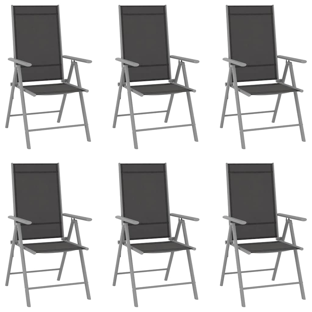 vidaXL Folding Chairs 6 pcs Textilene Black