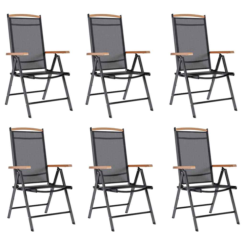 vidaXL Garden Chair | Set of 6 | Black | Plywood | Standard | Foldable