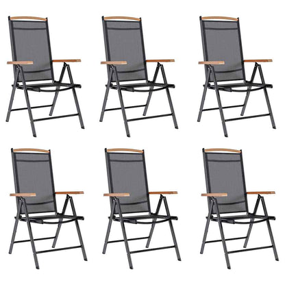 vidaXL Garden Chair | Set of 6 | Black | Plywood | Standard | Foldable