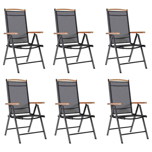 vidaXL Folding Chairs 6 pcs Textilene Black