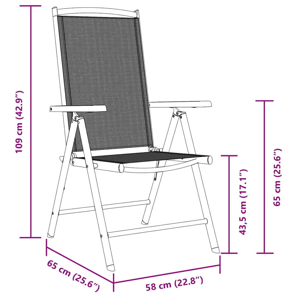 vidaXL Garden Chair | Set of 6 | Black | Plywood | Standard | Foldable