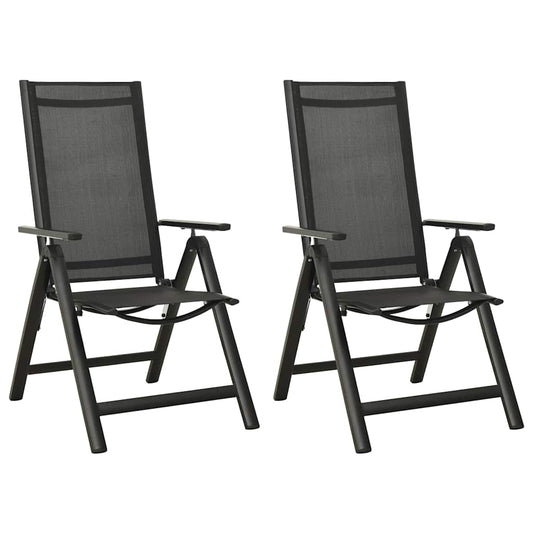 vidaXL Folding Chairs 2 pcs Textilene and Aluminium Black