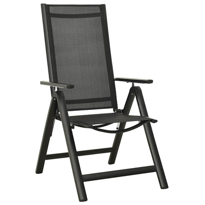 vidaXL Folding Chairs 2 pcs Textilene and Aluminium Black