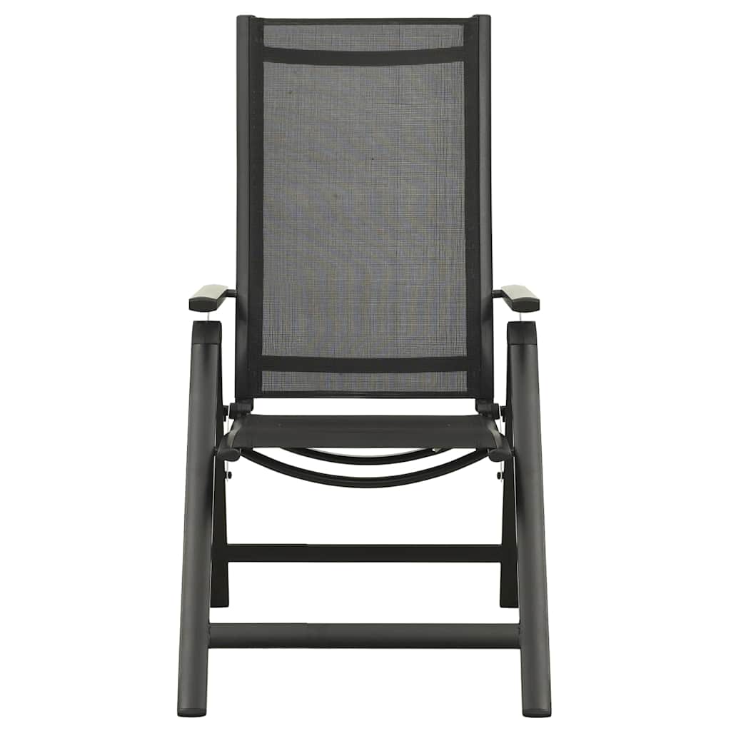 vidaXL Folding Chairs 2 pcs Textilene and Aluminium Black