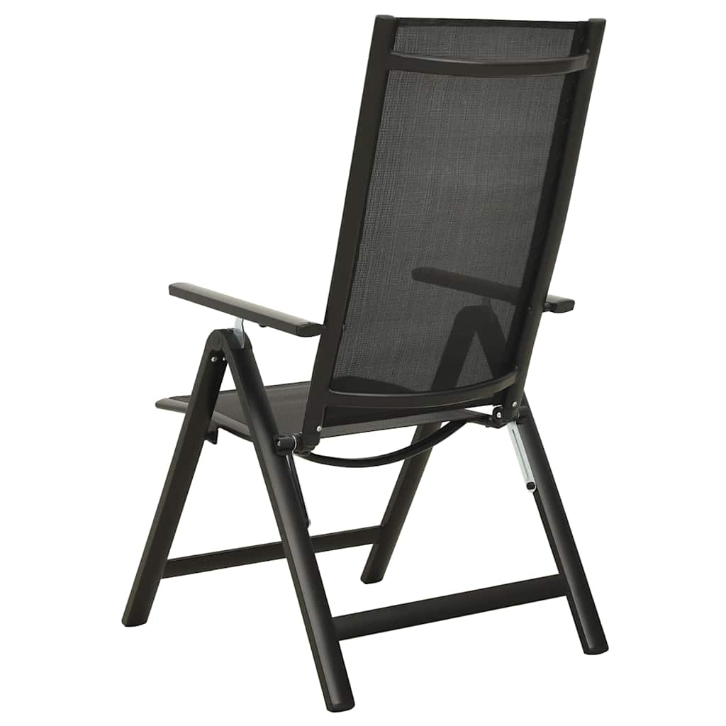 vidaXL Folding Chairs 2 pcs Textilene and Aluminium Black