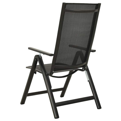 vidaXL Folding Chairs 2 pcs Textilene and Aluminium Black