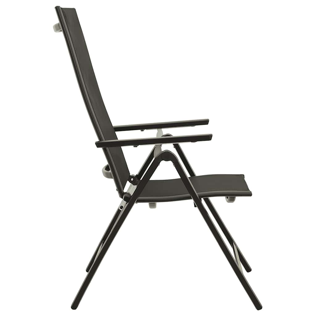 vidaXL Folding Chairs 2 pcs Textilene and Aluminium Black