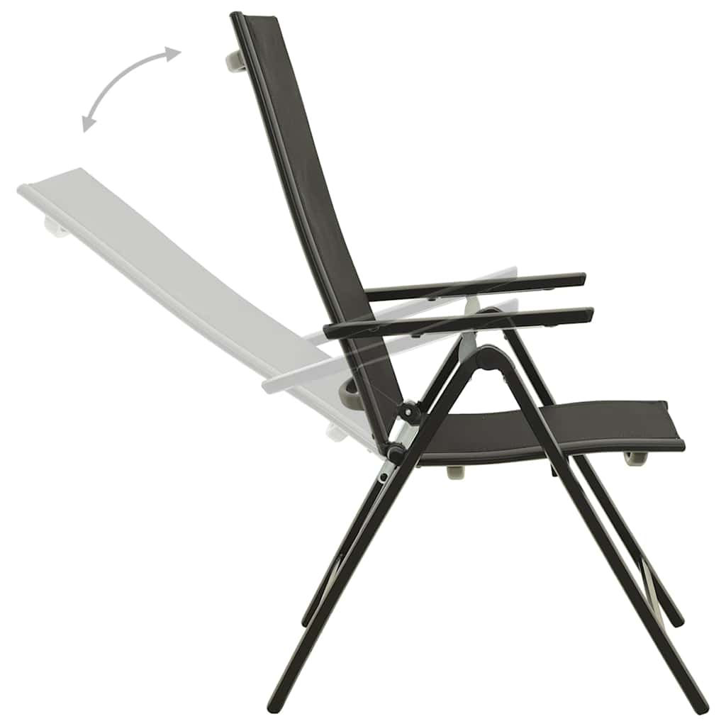 vidaXL Folding Chairs 2 pcs Textilene and Aluminium Black