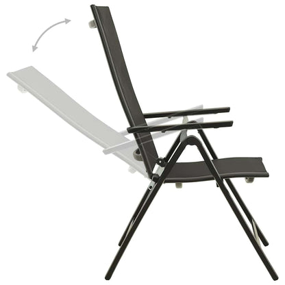 vidaXL Folding Chairs 2 pcs Textilene and Aluminium Black