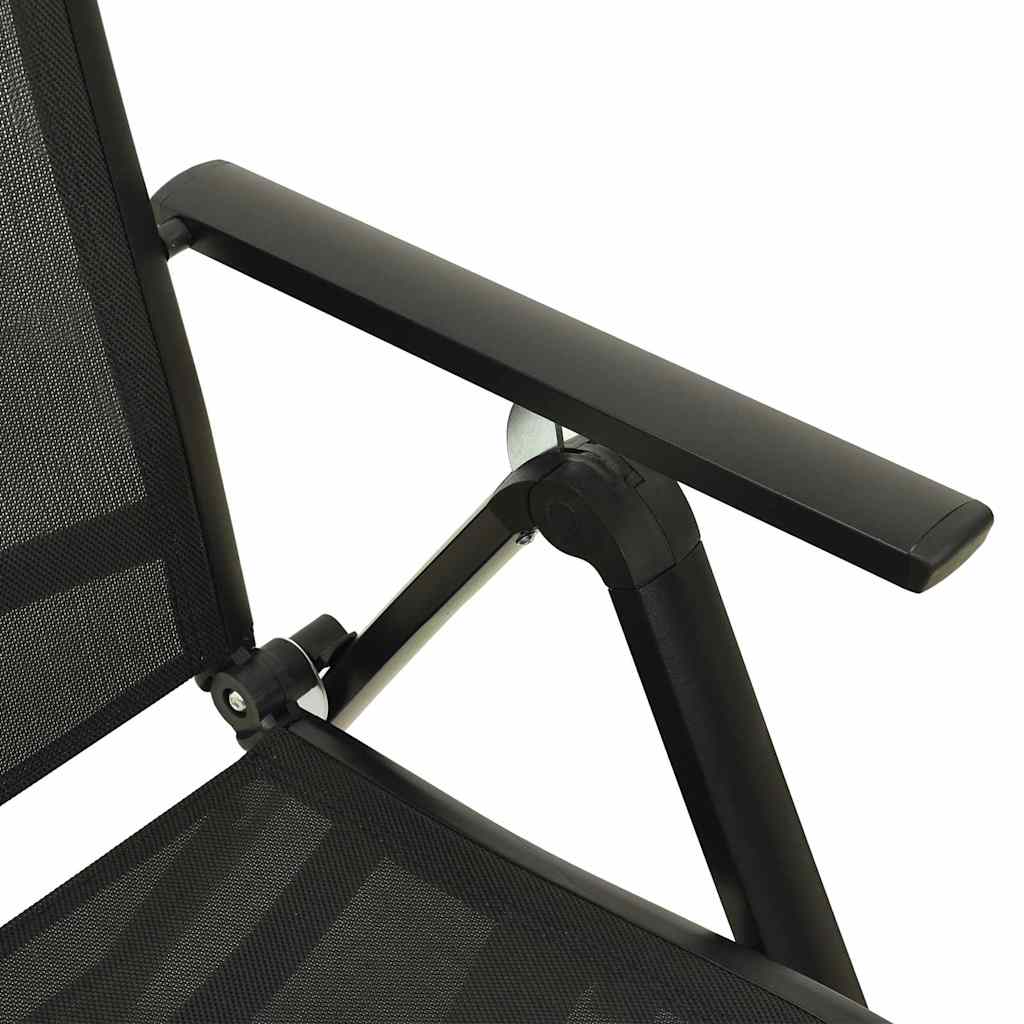 vidaXL Folding Chairs 2 pcs Textilene and Aluminium Black