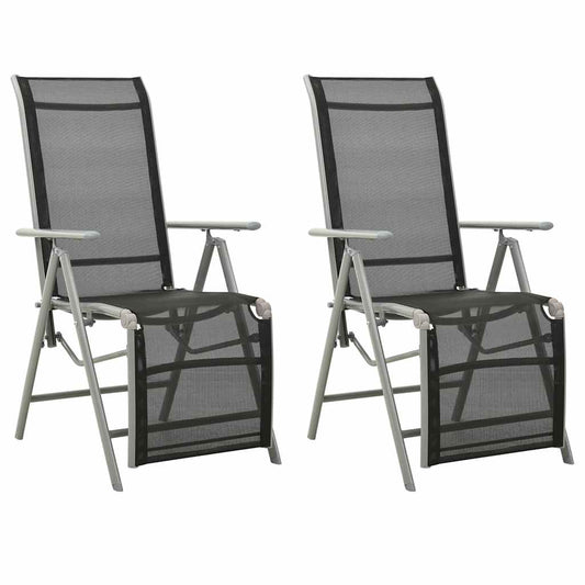 312197 vidaXL Reclining Garden Chairs 2 pcs Textilene and Aluminium Silver