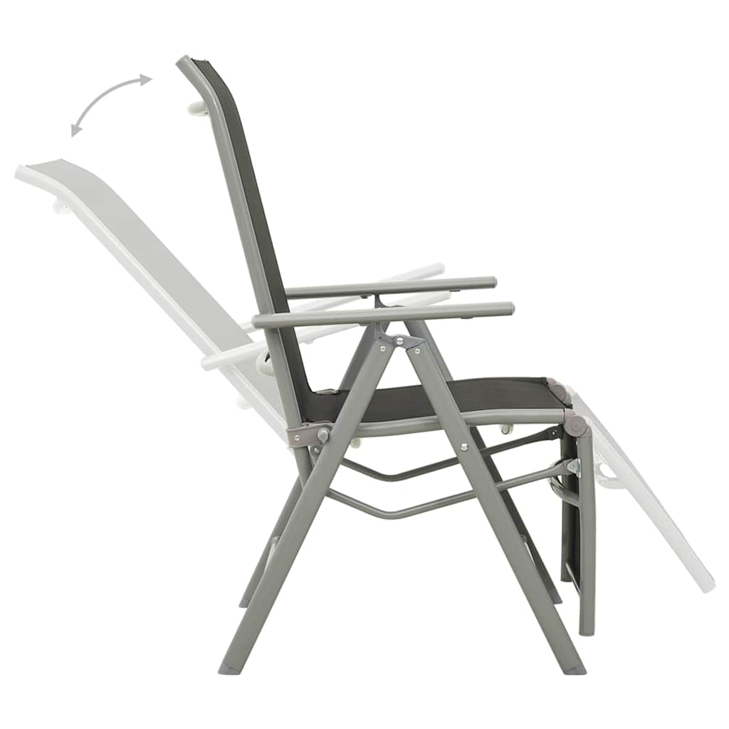 312197 vidaXL Reclining Garden Chairs 2 pcs Textilene and Aluminium Silver