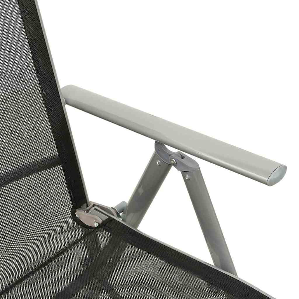 312197 vidaXL Reclining Garden Chairs 2 pcs Textilene and Aluminium Silver
