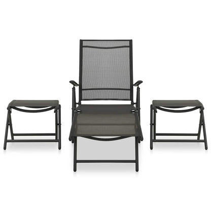 312198 vidaXL 3 Piece Garden Lounge Set Textilene and Aluminium Black