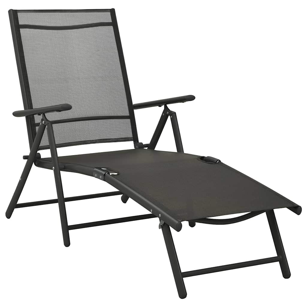 312198 vidaXL 3 Piece Garden Lounge Set Textilene and Aluminium Black