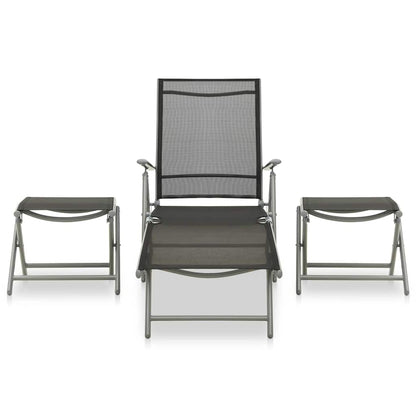 312199 vidaXL 3 Piece Garden Lounge Set Textilene and Aluminium Silver