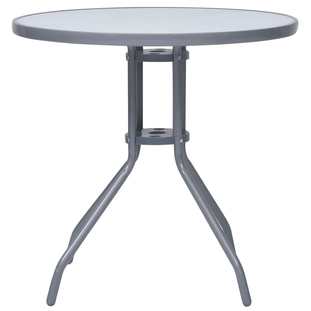 vidaXL Garden Table Light Grey 80 cm Steel and Glass