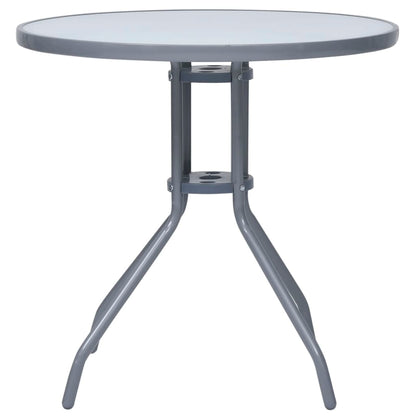 vidaXL Garden Table Light Grey 80 cm Steel and Glass