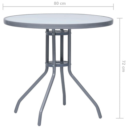 vidaXL Garden Table Light Grey 80 cm Steel and Glass
