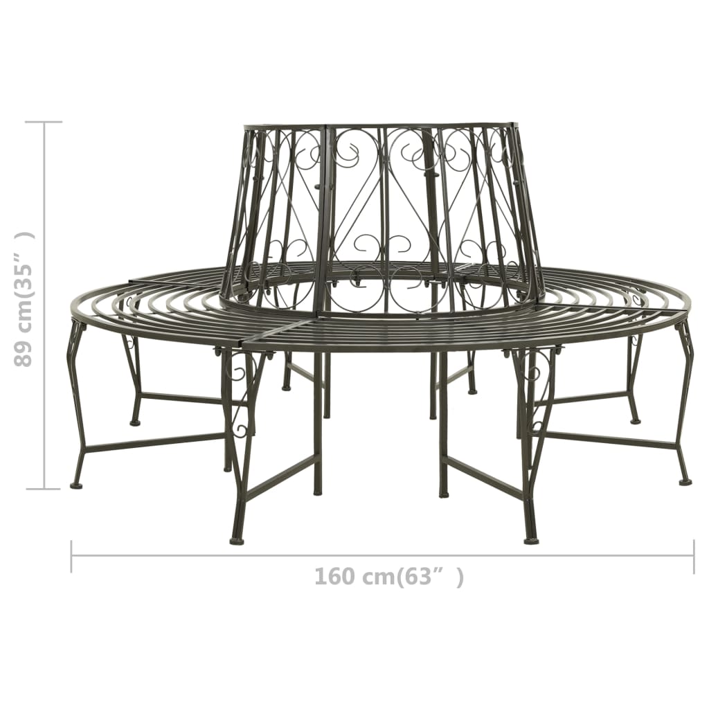 vidaXL Tree benches 1-Seater Ø 160 x 89 cm Steel