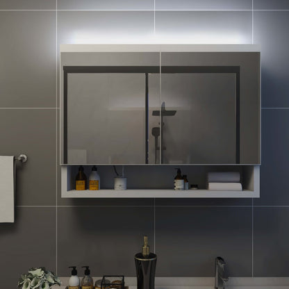 vidaXL LED Bathroom Mirror Cabinet White 80x15x60 cm MDF