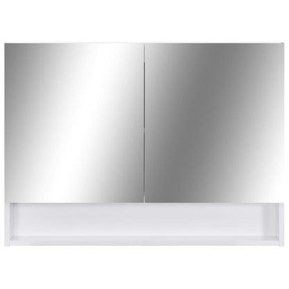 vidaXL LED Bathroom Mirror Cabinet White 80x15x60 cm MDF