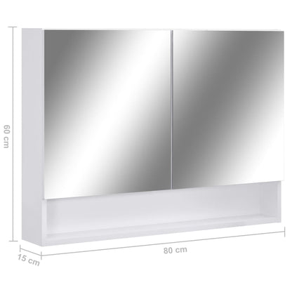 vidaXL LED Bathroom Mirror Cabinet White 80x15x60 cm MDF