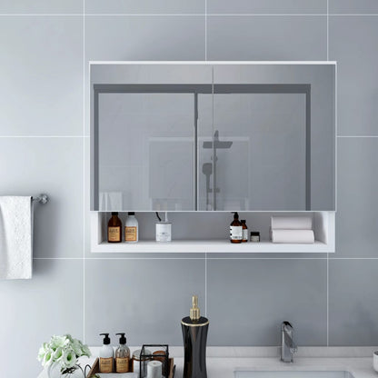 vidaXL LED Bathroom Mirror Cabinet White 80x15x60 cm MDF