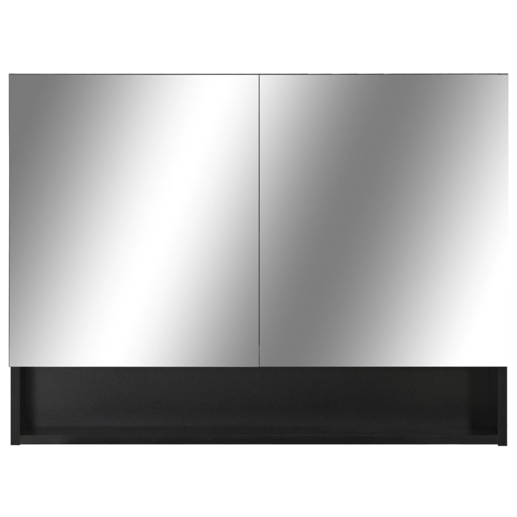 vidaXL LED Bathroom Mirror Cabinet Black 80x15x60 cm MDF