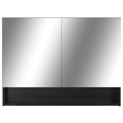 vidaXL LED Bathroom Mirror Cabinet Black 80x15x60 cm MDF