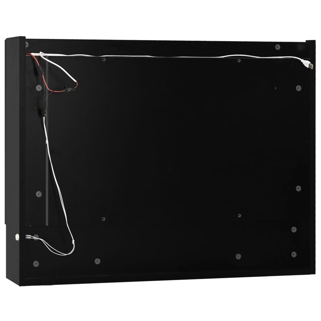 vidaXL LED Bathroom Mirror Cabinet Black 80x15x60 cm MDF
