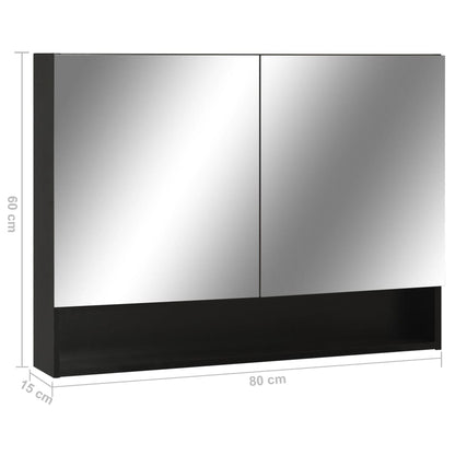 vidaXL LED Bathroom Mirror Cabinet Black 80x15x60 cm MDF
