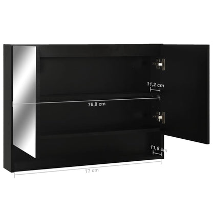 vidaXL LED Bathroom Mirror Cabinet Black 80x15x60 cm MDF