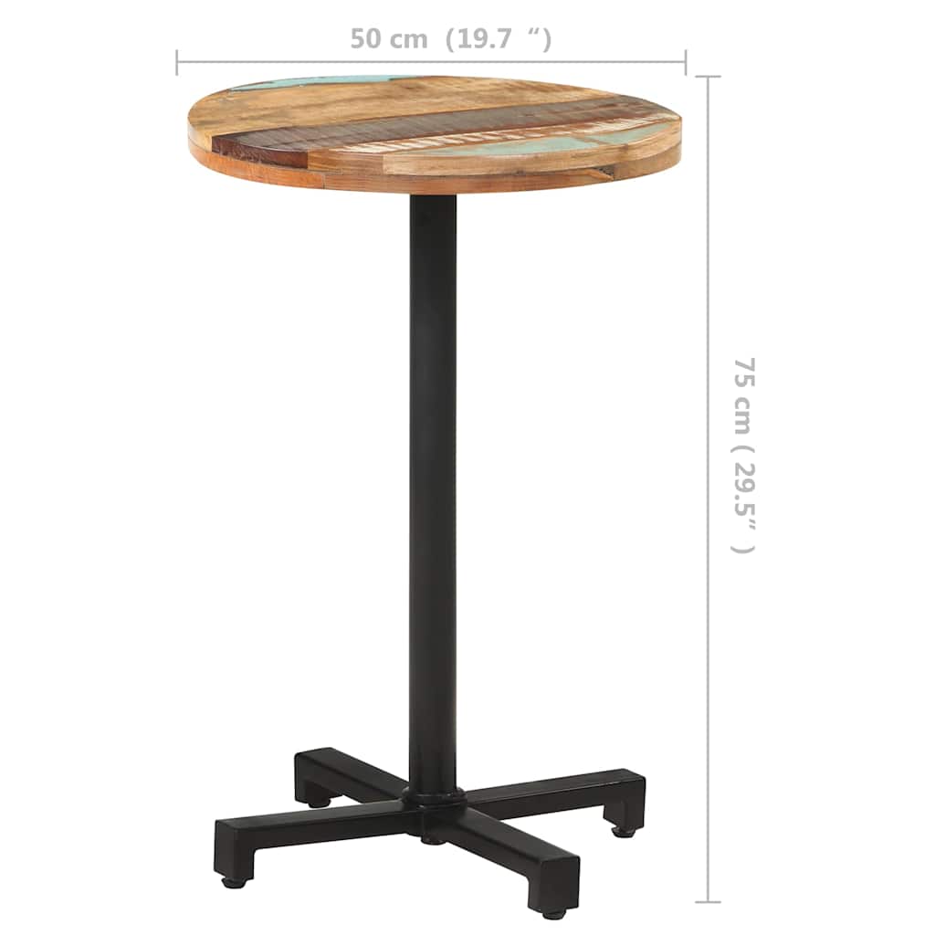 vidaXL Bistro Table Round Ø50x75 cm Solid Reclaimed Wood