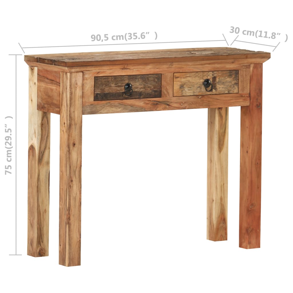 vidaXL Console Table 90.5x30x75cm Solid Acacia Wood and Reclaimed Wood