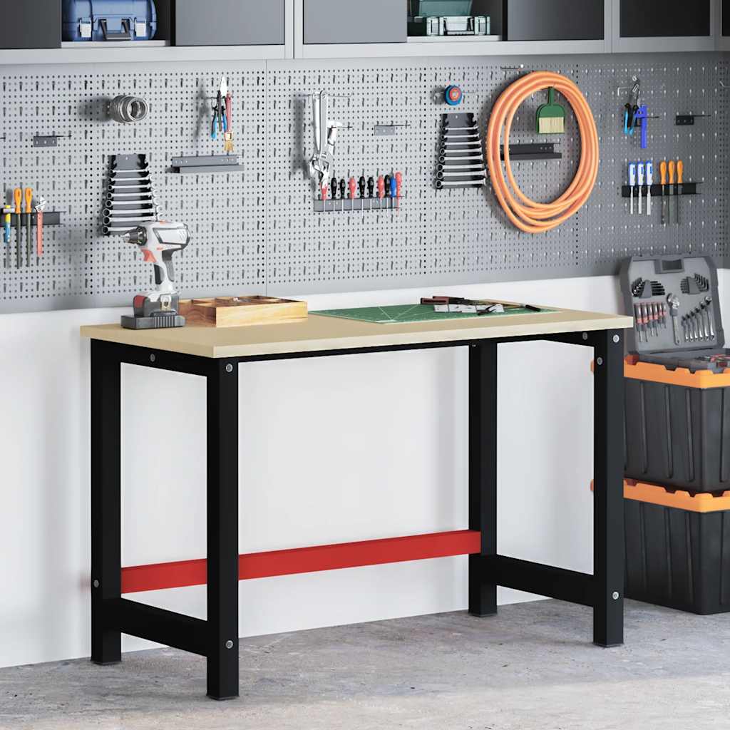 vidaXL Work Bench Frame Metal 120x57x79 cm Black and Red