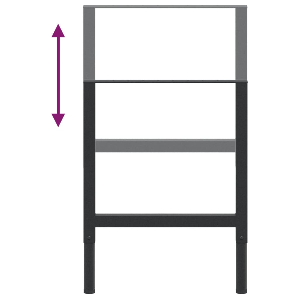 vidaXL Adjustable Work Bench Frames 2 pcs Metal 55x(69-95.5) cm Black