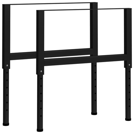 147933 vidaXL Adjustable Work Bench Frames 2 pcs Metal 85x(69-95,5) cm Black