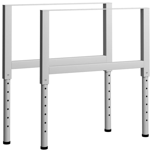 147934 vidaXL Adjustable Work Bench Frames 2 pcs Metal 85x(69-95,5) cm Grey