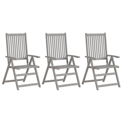 310618 vidaXL Garden Reclining Chairs 3 pcs Grey Solid Acacia Wood