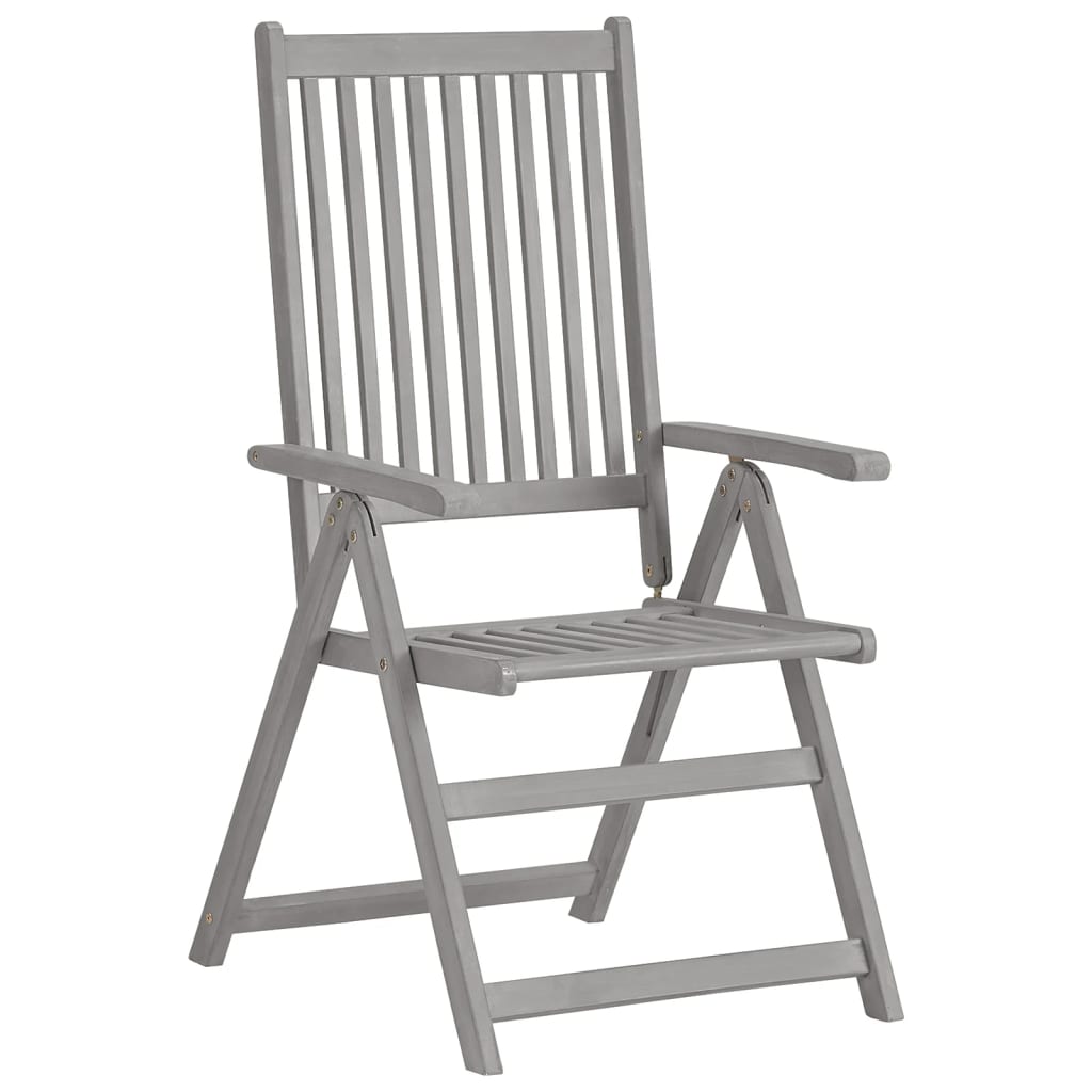 vidaXL Garden Chair | Set of 3 | Grey | Solid acacia wood | 3 pieces | Foldable