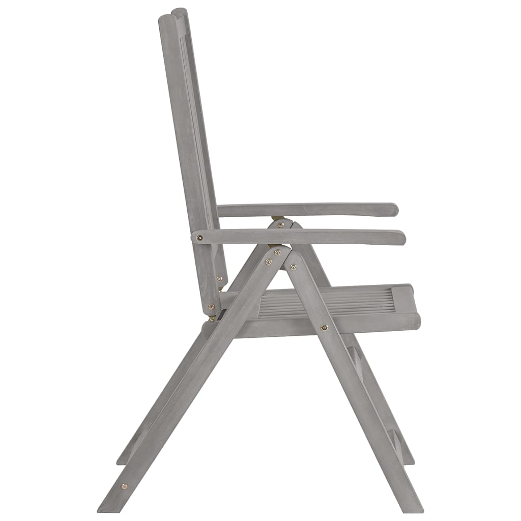 310618 vidaXL Garden Reclining Chairs 3 pcs Grey Solid Acacia Wood