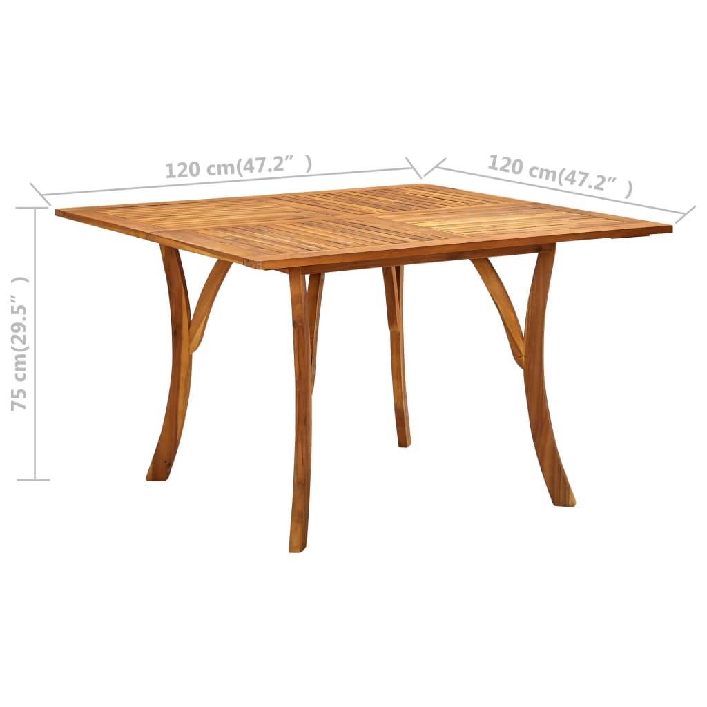 vidaXL Garden Table 120x120x75 cm Solid Acacia Wood