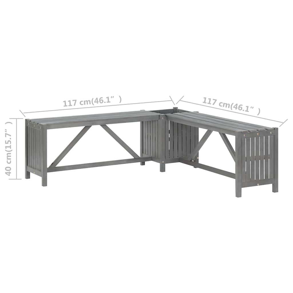 vidaXL Garden Bench | Grey | Solid Acacia wood | Medium | Garden Bench | Rustic