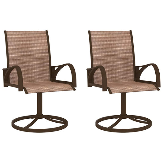312278 vidaXL Garden Swivel Chairs 2 pcs Textilene and Steel Brown