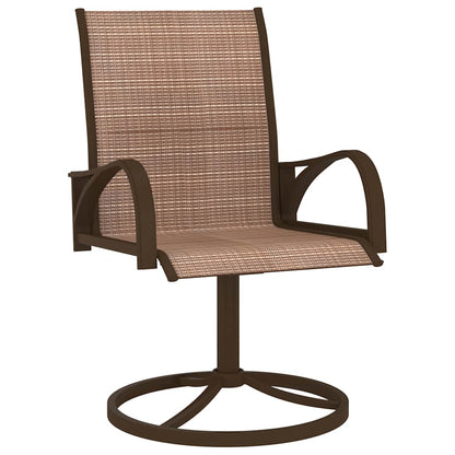 312278 vidaXL Garden Swivel Chairs 2 pcs Textilene and Steel Brown