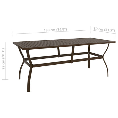 vidaXL Garden Table Brown 190x80x72 cm Steel